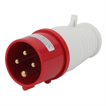 Вилка прямая ЭРА V-16-3P-PE-IP44 014 Б0032850, 3Р+РЕ, 16А, 380В, IP44, с заземлением, переносная, красная 90539