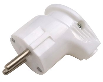 Вилка угловая ASD IN HOME 4152, 16А, 250В, IP20, с заземлением, пластиковая, белая 84838