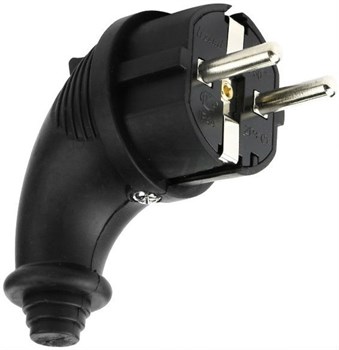 Вилка угловая LEZARD 106-0400-0108/108, 2P+PE, 16А, 220-240В, IP44, с заземлением, каучук, черная 84179