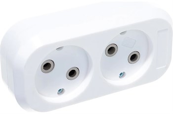 Колодка для удлинителя IONICH UNIVersal 1517, двухместная, 10А, 250В, IP20, без заземления, белая 80225