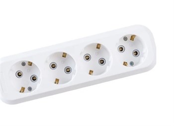 Колодка для удлинителя IONICH UNIVersal 1522, четырехместная, 16А, 250В, IP20, с заземлением, белая 80230