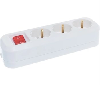 Колодка для удлинителя IONICH UNIVersal 1523, трехместная, 16А, 250В, IP20, с заземлением, с выключателем, белая 80227