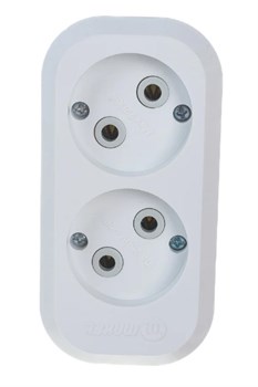 Колодка для удлинителя MAKEL 101, двухместная, 10А, 250В, IP20, 2200Вт, без заземления, АБС-пластик, белый 88196