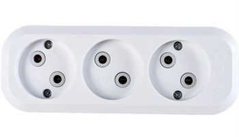 Колодка для удлинителя MAKEL 121, трехместная, 10А, 250В, IP20, 2200Вт, без заземления, АБС-пластик, белый 88197