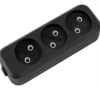 Колодка для удлинителя TDM Народная SQ1806-0425, трехместная, 10А, 250В, IP20, 2200Вт, без заземления, АБС-пластик, черный 90253