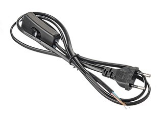 Шнур сетевой ECOLA LT5RSCELT base, ШВВП 2х0.5мм2, 230В,  IP20, 2м, с выключателем, черный 81887