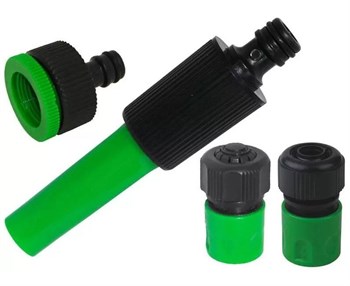 Набор SILO для подключения поливочного шланга 1/2": распылитель, быстросъемная муфта 1/2", быстросъемная муфта с аквастопом 1/2", адаптер внешний, пластиковый 59279