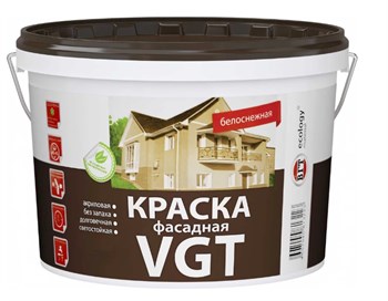 Краска фасадная VGT ВД-АК-1180, акриловая, 15кг, белоснежная, матовая 5661