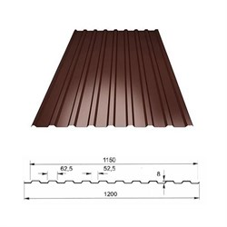 Профнастил/профиль листовой, стальной, С-8, 1.2x1.7м, толщина 0.35мм, окрашенный Коричневый RAL 8017 - фото 14097