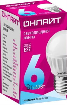 Лампа светодиодная ОНЛАЙТ 71 646 ОLL-G45-6-230-4K-E27 - фото 21009