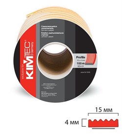 Уплотнитель KIM TEC для окон и дверей, профиль SD-51А/4, Черный, 15x4мм, самоклеящийся, упаковка 100м (на метраж) 30985