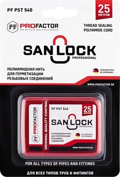 Нить полиамидная San-Lock-Professional для герметизации резьбовых соединений на газ и воду, 25м - фото 31875