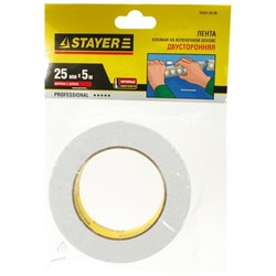 Лента/скотч STAYER PROFI, 25ммx5м, клейкая,  двусторонняя, на вспененной основе 1480 - фото 33003