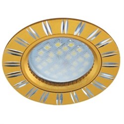 Светильник встраиваемый Ecola DL3184 MR16 GU5.3, 23x78мм, литой, матовый, двойные рифленые реснички по кругу, золото, алюм, FG1610EFF - фото 33393