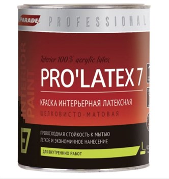 Краска латексная Parade Professional E7 PROLATEX7, интерьерная, 0.9л, белая, шелковисто-матовая 60642 - фото 40534