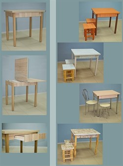 Стол обеденный раскладной, 1200(600)x800x740мм, ЛДСП 16мм, крышка цвет дуб, опора металлическая хром, с ящиком 60001