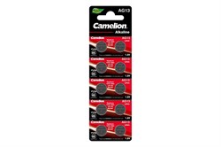 Батарейка для часов Camelion G13 BL-10 Mercury Free (AG13-BP10(0%Hg), 357A/LR44/A76, алкалиновая/щелочная, дисковая 46954 - фото 42162