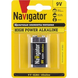 Батарейка Navigator 94756 NBT-NE-6LR61-BР1, алкалиновая/щелочная, крона 55338 - фото 42193