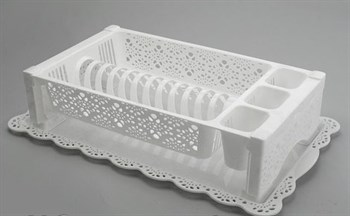 Сушилка для посуды Кружево М6283, 530x340мм, пластиковая, белая - фото 48837