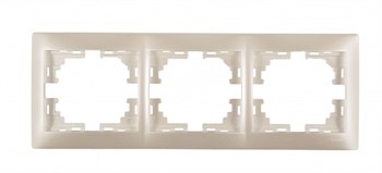 Рамка трехместная Мира 701-3000-148, горизонтальная, жемчужно-белый перламутр - фото 51757