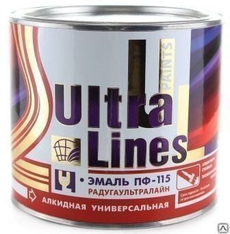 Эмаль алкидная ПФ-115 ULTRA LINES, желтая, 1.8кг, глянцевая 65993 - фото 55384