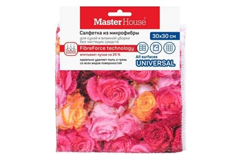Салфетка для уборки MasterHouse 60160 Голландские цветы, 30x30см, микрофибра - фото 56249