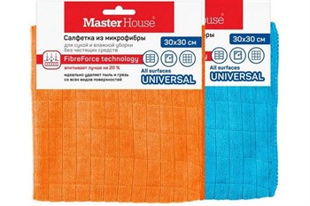 Салфетка для уборки MasterHouse M-03 Бельгийские вафли, 30x30см, вафельная, микрофибра, микс - фото 56253
