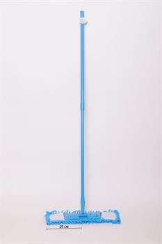 Швабра CELLTIX с насадкой из микрофибры Лапша 14x44см, ручка телескопическая окрашенный металл 120см, карманы, синяя - фото 56375