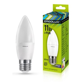 Лампа светодиодная Ergolux LED-С35-11W-E27-6K, 11Вт, 220В, цоколь Е27, 2000К 66719 - фото 58568