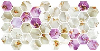 Панель ПВХ Граненый шестигранник Орхидеи, 973х492мм - фото 60111