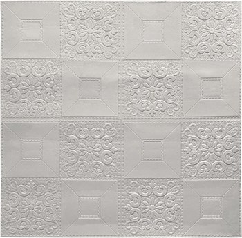 Панель ПВХ самоклеящаяся 3D Белая плитка с узором, из вспененного ПЭТ, 700х700х3мм - фото 60130