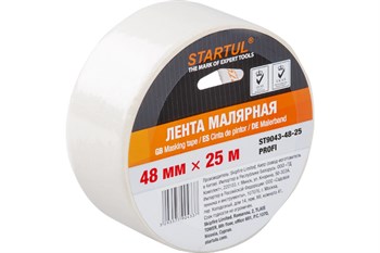 Лента малярная STARTUL PROFI ST9043-48-25, 48ммх25м, клейкая, белая 73213 - фото 64174