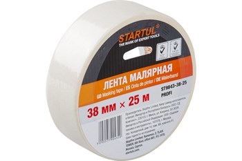 Лента малярная STARTUL PROFI ST9043-38-25, 38ммх45м, клейкая, белая 73215 - фото 64175