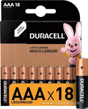 Батарейка Duracell  LR03-18BL BASIC Б0019682, мизинчиковая 75858 - фото 67443