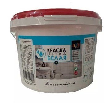 Краска акриловая Dekor paint, влагостойкая, 3кг, супербелая, матовая 79883 - фото 68320