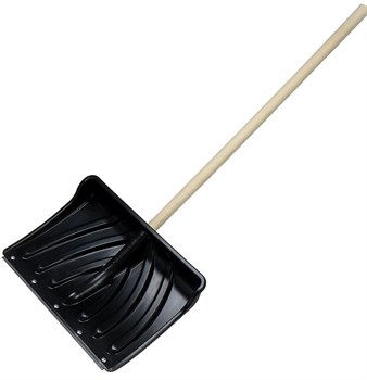 Лопата снеговая Метель, 400x460мм, черная, пластиковая, деревянный черенок 42125