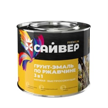Грунт-эмаль по ржавчине Сайвер Премиум 3 в 1, 1.8кг, белый, матовая 81327