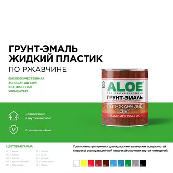 Грунт-эмаль по ржавчине ALOE 3 в 1, 0.8кг, синий, глянцевая, жидкий пластик 48404 - фото 78310