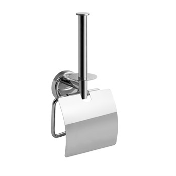 Держатель туалетной бумаги САНАКС 1289, металлический, хромированный, с крышкой и вертикальным креплением для запасного рулона - фото 78471