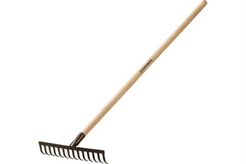 Грабли садовые GRINDA, 360x80x1300мм, 14 прямых зубьев, деревянный черенок 66032