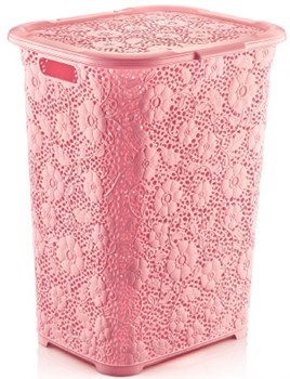 Корзина для белья Ажурная Дунья, 50л, пластиковая, розовая - фото 81272