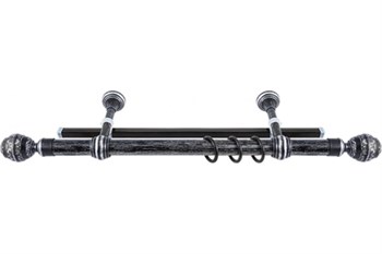 Карниз LEGRAND Валанс, 2-рядный, 1.6м, круглый для штор, черное серебро, металлический, с наконечниками - фото 81554