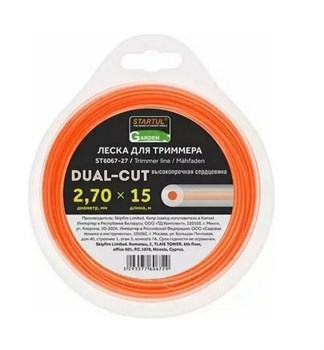Леска для триммера DUAL-CUT STARTUL GARDEN ST6067-30, 3ммx15м, форма круг 75173 - фото 91183