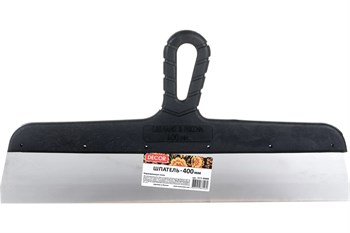 Шпатель штукатурный 400мм, нержавеющая сталь, DECOR Black Edition 311-0400, черная пластиковая ручка 88182
