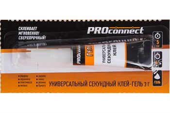 Клей секундный ProConnect 61-0910, 3г, универсальный, прозрачный, гель, поштучно 74316 - фото 94264