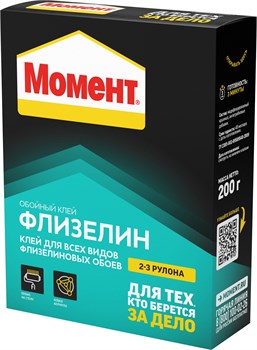 Клей для флизелиновых обоев Момент Флизелин, 200г 72893 - фото 94455