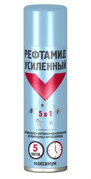 Аэрозоль от комаров, клещей, мошек, слепней (на кожу) Рефтамид Максимум усиленный, 150мл 75196 - фото 97229