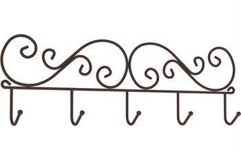 Вешалка настенная ЗМИ ВВН276К Кружева 5, 45х130х400мм, 5 крючков, стальная, коричневая 88441