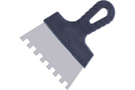 Шпатель зубчатый 150мм, нержавеющая сталь, размер зуба 6х6мм, ИНТЕК, пластиковая ручка 82709