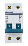 Выключатель автоматический GENERICA ВА 47-29, двухполюсный 2Р, 16А, 4.5кА, тип С 11188
